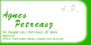 agnes petreasz business card